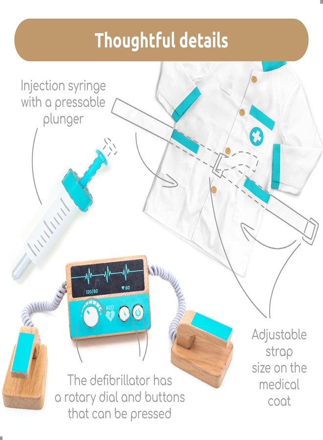 UMU® Deluxe Wooden Doctor Play Set - 37 Pcs Pretend Medical Kit with Stethoscope Dentist Tools Laptop & Accessories - Doctor Role Play Toy for Kids Ages 3 4 5 6 - Image 4